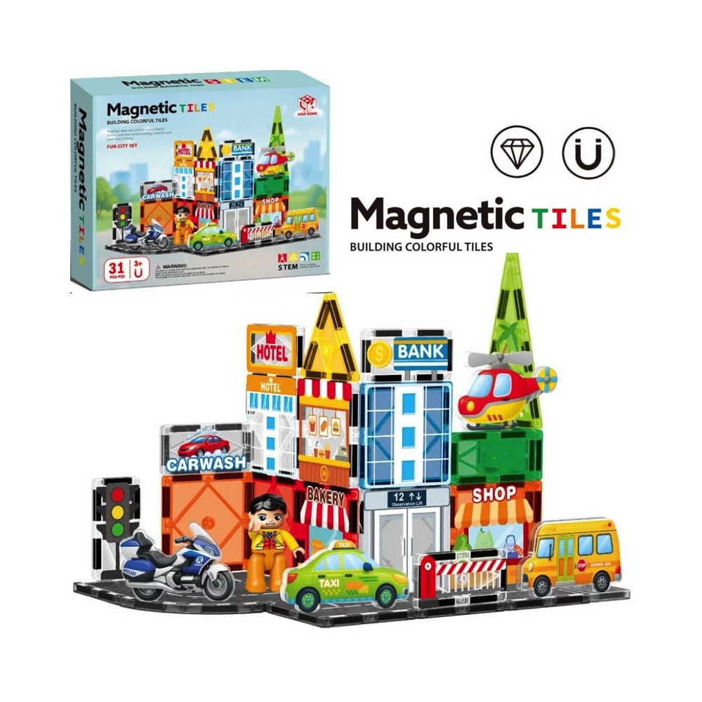 JOKO Sada Magnetické Kocky Mesto s autami 31ks