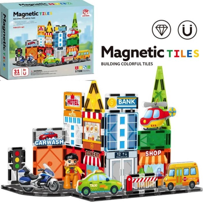JOKO Sada Magnetické Kocky Mesto s autami 31ks