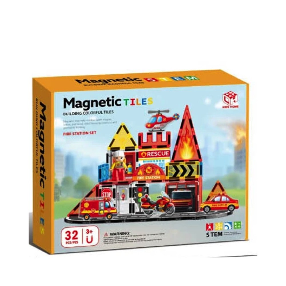 JOKO Sada Magnetická Stavebnica Hasičké auto, Hasičská stanica, Hasičský Vrtulník 32ks