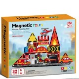 JOKO Sada Magnetická Stavebnica Hasičké auto, Hasičská stanica, Hasičský Vrtulník 32ks