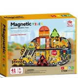 JOKO Sada Magnetická Stavebnica Stavenisko, Magnetická Bager, Žeriav, Miešač Betónu 42ks