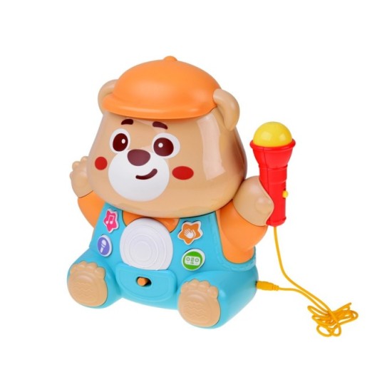 JOKO Interaktívné Detské Karaoke Medveď TEDDY s mikrofónom a svetlom, na batérie