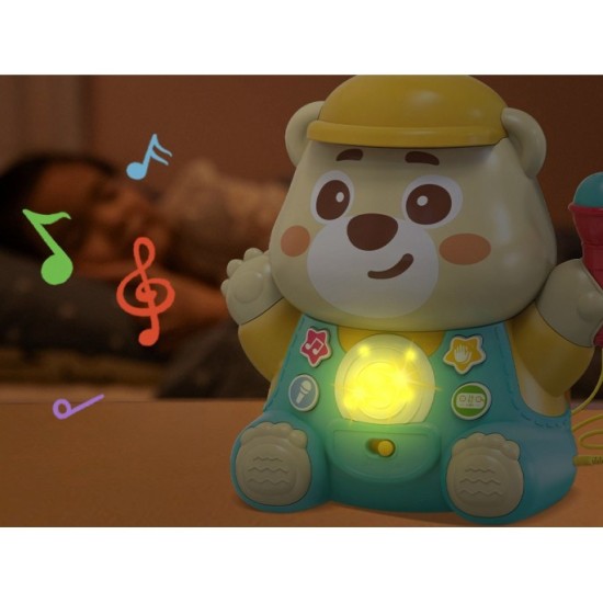 JOKO Interaktívné Detské Karaoke Medveď TEDDY s mikrofónom a svetlom, na batérie