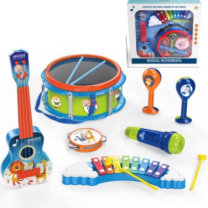 JOKO Sada Detské Hudobné Nástroje, Gitara, Xylofón, Mikrofón, Bubon