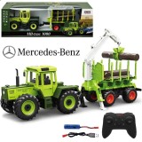 JOKO RC Traktor Mercedes s vlečkou a Drapák na drevo, usb nabíjačka, zelený