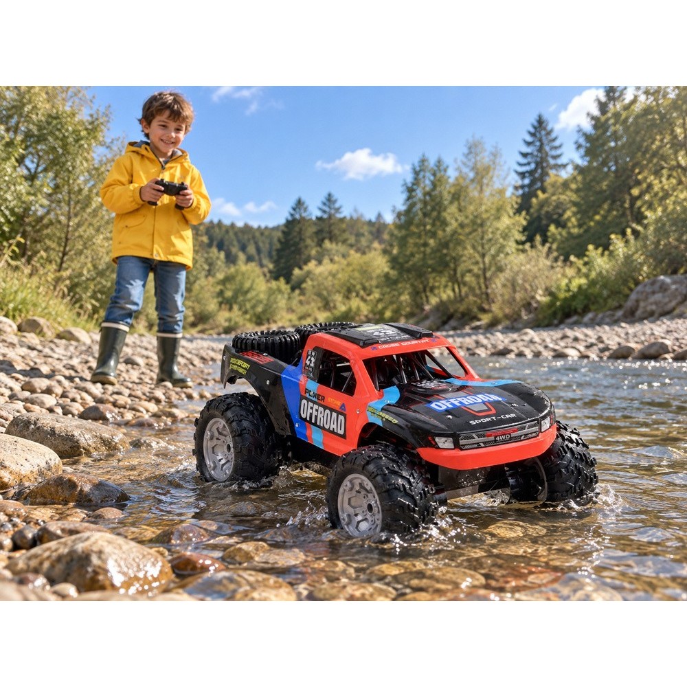 JOKO RC Auto Obojživelník 4x4, jazdí aj po vode na diaľkové ovládanie, červené