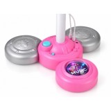 JOKO Detský Karaoke Mikfrofón pre dve deti DUO na stojane so svetlom, bluetooth, ružový