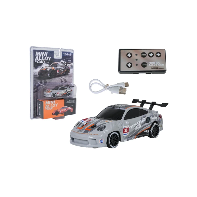 JOKO RC Kovové Driftovacie autíčko TOP SPEED 1:64, so svetlom, sivé