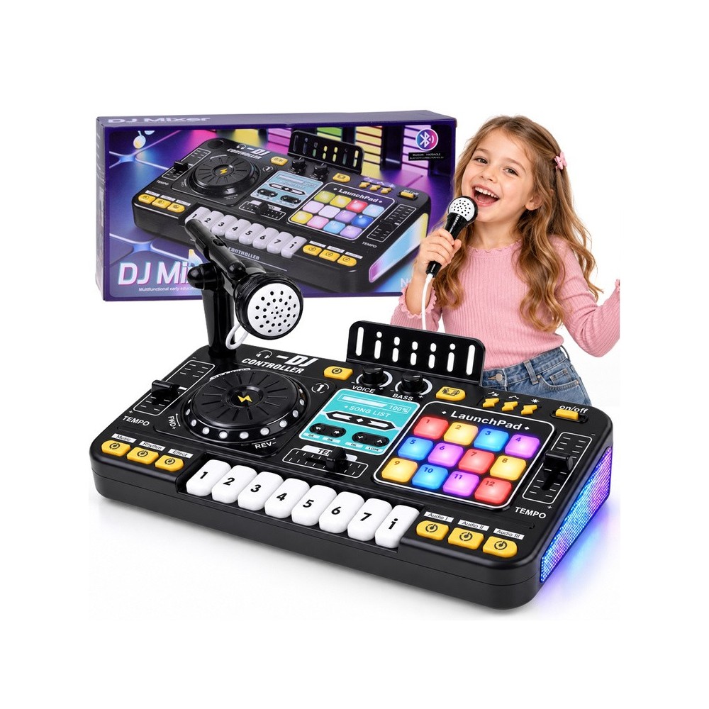 JOKO Detský Interaktívny DJ MIX Konzolový MIXER pre deti s programovaním, Bluetooth, mikrofón, svetlo
