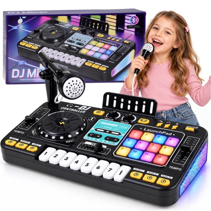 JOKO Detský Interaktívny DJ MIX Konzolový MIXER pre deti s programovaním, Bluetooth, mikrofón, svetlo