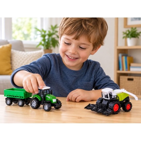 JOKO Sada Traktor, Kombajn, vlečky, prívesy, drevo 12ks