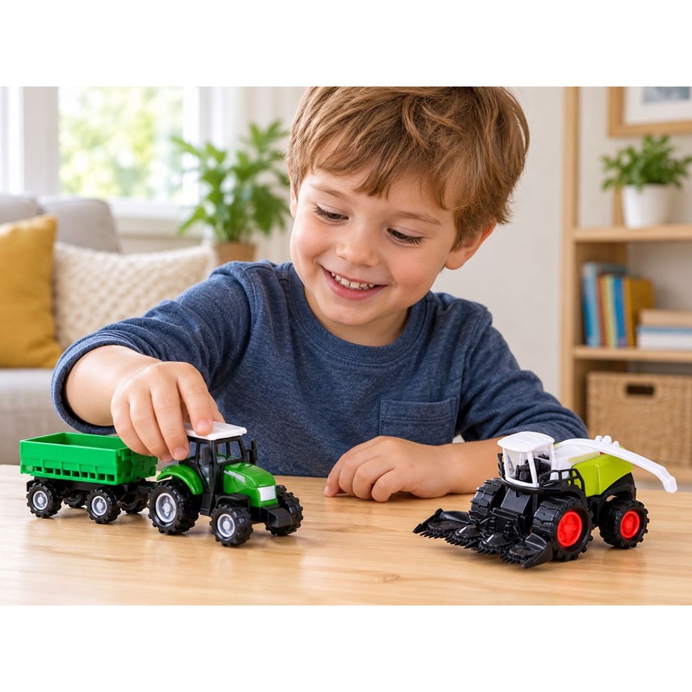 JOKO Sada Traktor, Kombajn, vlečky, prívesy, drevo 12ks