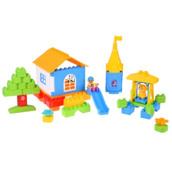 JOKO Veľká Sada Stavebnica veľké kocky 94 ks, Figúrky Zvieratká + úložný box