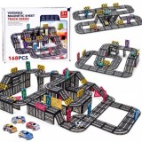 JOKO Magnetické kocky, Magnetická autodráha 168ks, autíčka 4ks, dopravné značky