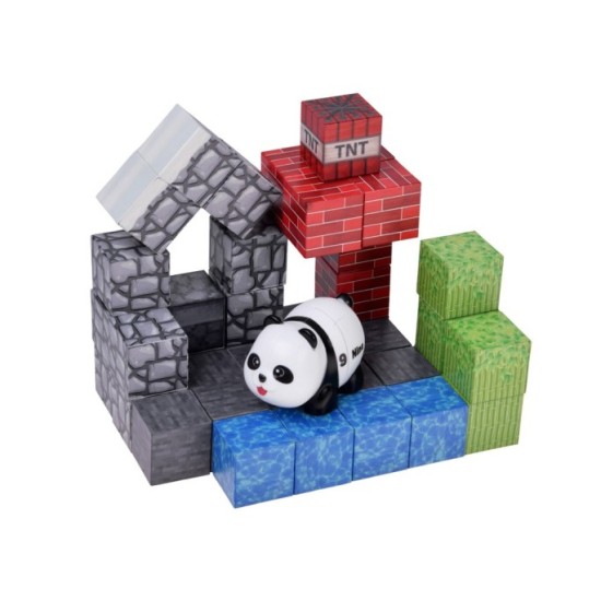 JOKO Magnetická Stavebnica Panda, magnetické kocky 41ks