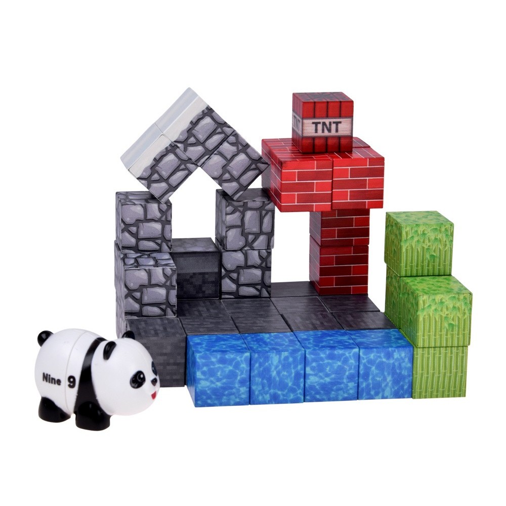 JOKO Magnetická Stavebnica Panda, magnetické kocky 41ks