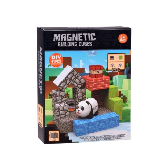 JOKO Magnetická Stavebnica Panda, magnetické kocky 41ks