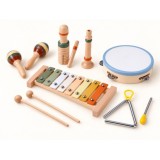 Wooden musical instruments cymbals, tambourine, triangle - 6 pcs IN0191