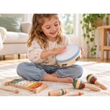 Wooden musical instruments cymbals, tambourine, triangle - 6 pcs IN0191