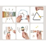 Wooden musical instruments cymbals, tambourine, triangle - 6 pcs IN0191