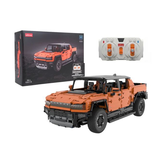 Rastar RC Technická Stavebnica Hummer EV Orange 3851ks 1:10 na diaľkové ovládanie so svetlom, oranžové