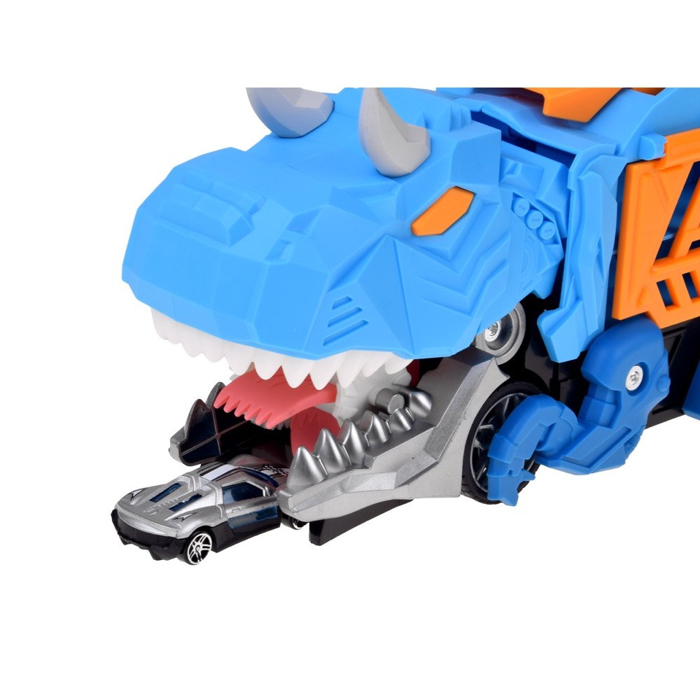 JOKO Rozkladacie auto 2v1 Dinosaurus – garáž v tvare dinosaura, ktorá „požiera“ autíčka + dopravné značky a autíčka