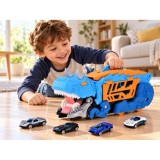 JOKO Rozkladacie auto 2v1 Dinosaurus – garáž v tvare dinosaura, ktorá „požiera“ autíčka + dopravné značky a autíčka