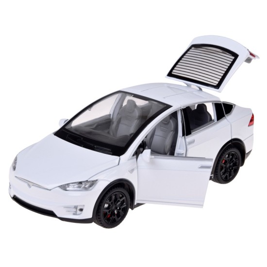 JOKO RC Auto Tesla X s Dymom, Led svetlo, na diaľkové ovládanie, otváracie dvere, biele