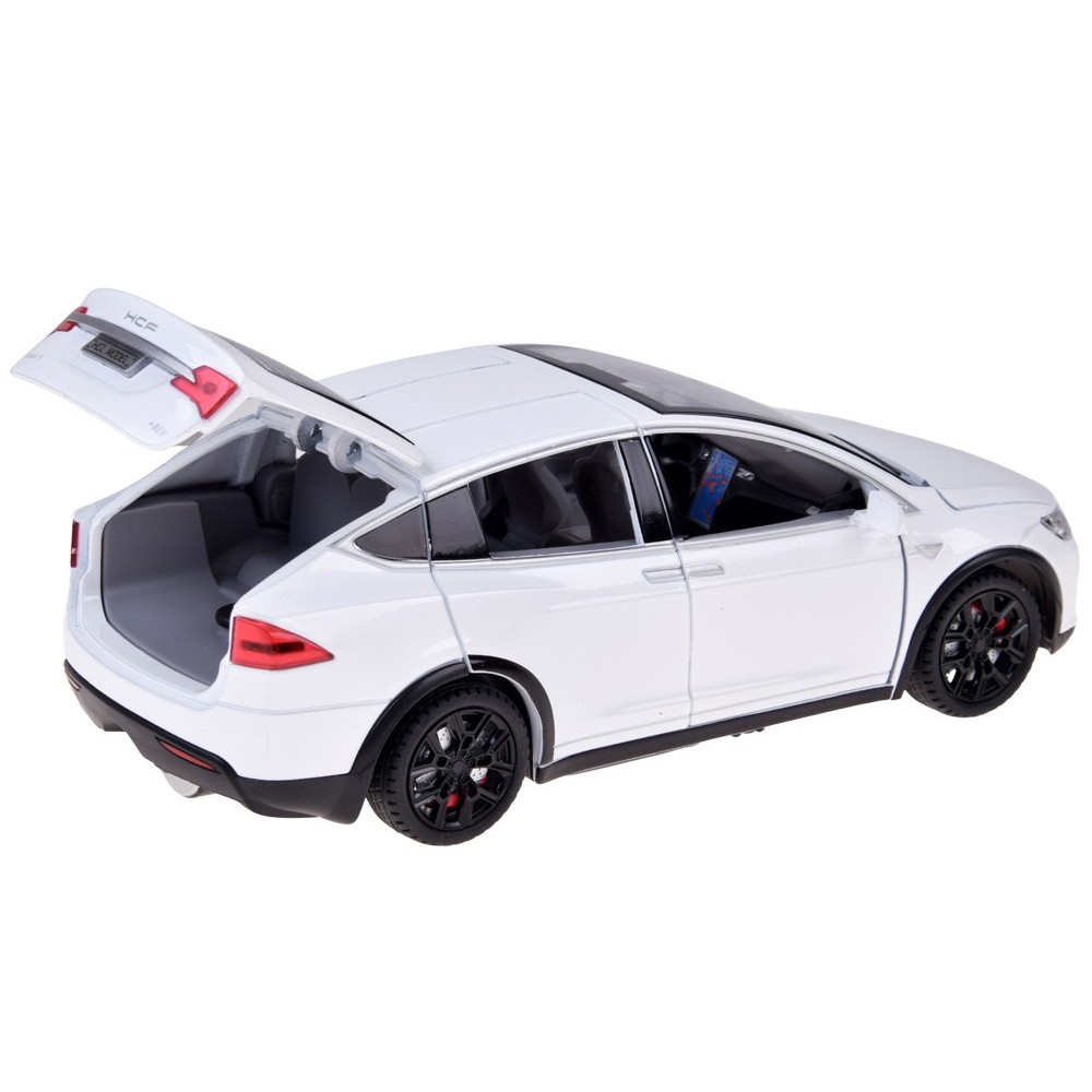 JOKO RC Auto Tesla X s Dymom, Led svetlo, na diaľkové ovládanie, otváracie dvere, biele