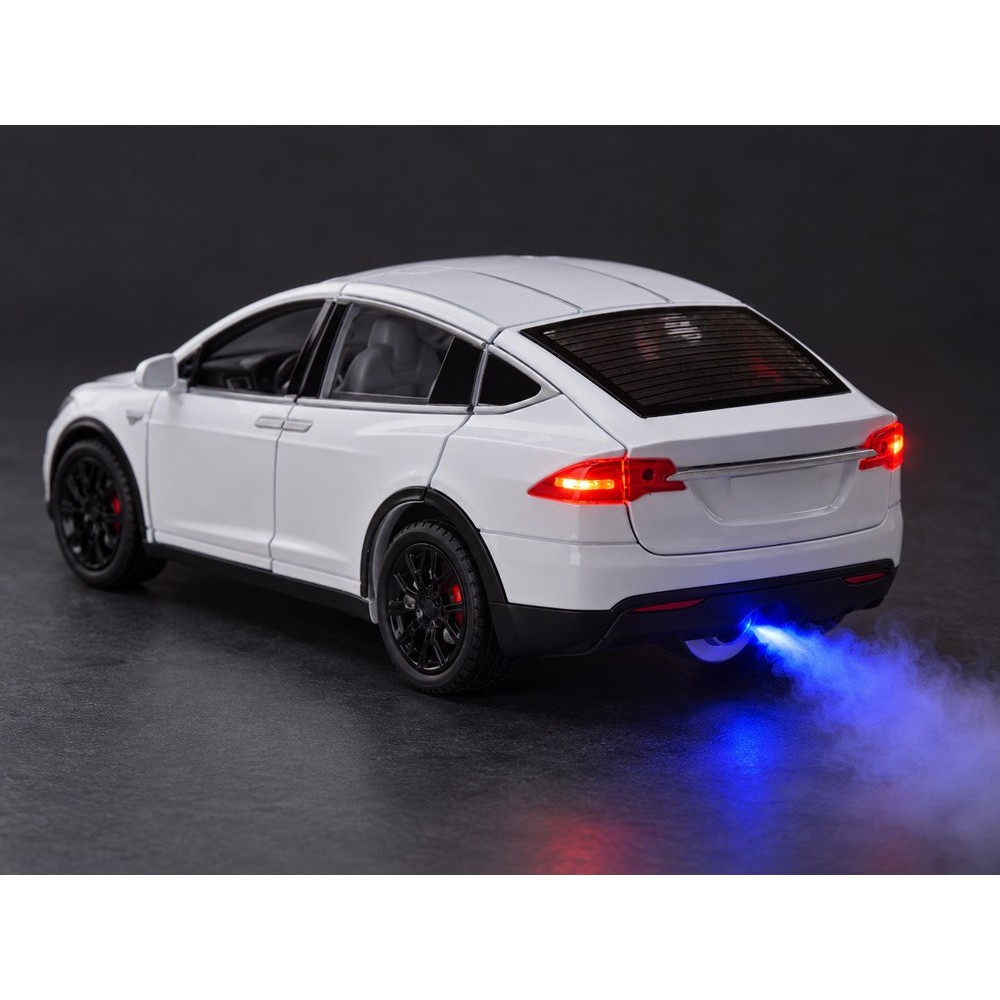 JOKO RC Auto Tesla X s Dymom, Led svetlo, na diaľkové ovládanie, otváracie dvere, biele