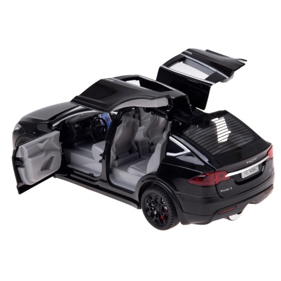 JOKO RC Auto Tesla X s Dymom, Led svetlo, na diaľkové ovládanie, otváracie dvere, čierne