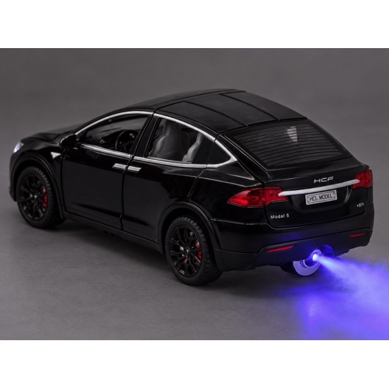 JOKO RC Auto Tesla X s Dymom, Led svetlo, na diaľkové ovládanie, otváracie dvere, čierne