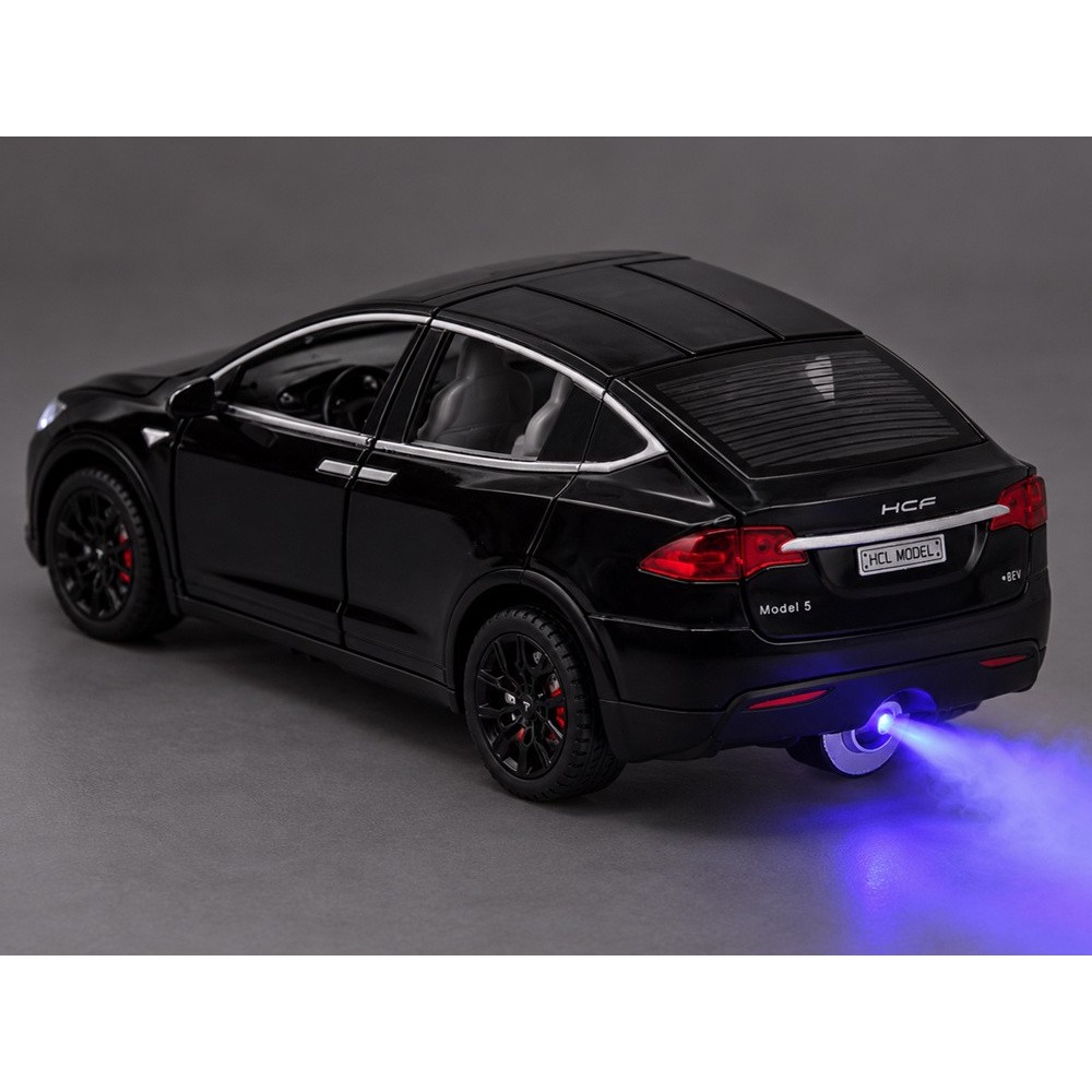 JOKO RC Auto Tesla X s Dymom, Led svetlo, na diaľkové ovládanie, otváracie dvere, čierne