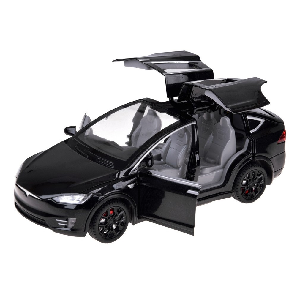 JOKO RC Auto Tesla X s Dymom, Led svetlo, na diaľkové ovládanie, otváracie dvere, čierne