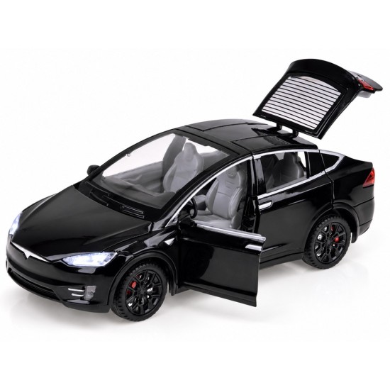 JOKO RC Auto Tesla X s Dymom, Led svetlo, na diaľkové ovládanie, otváracie dvere, čierne