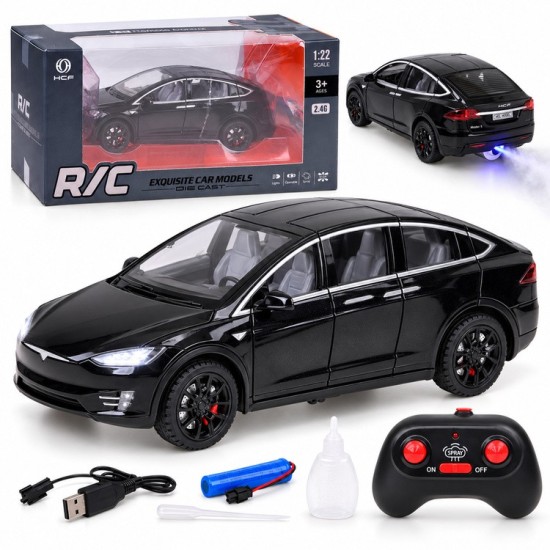 JOKO RC Auto Tesla X s Dymom, Led svetlo, na diaľkové ovládanie, otváracie dvere, čierne