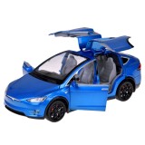 JOKO RC Kovové Auto Tesla X s Dymom, Led svetlo, na diaľkové ovládanie, otváracie dvere, modré