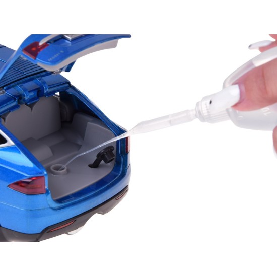 JOKO RC Kovové Auto Tesla X s Dymom, Led svetlo, na diaľkové ovládanie, otváracie dvere, modré
