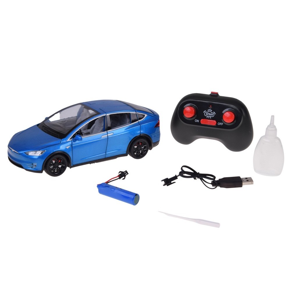 JOKO RC Kovové Auto Tesla X s Dymom, Led svetlo, na diaľkové ovládanie, otváracie dvere, modré