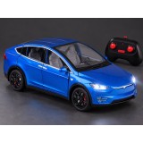 JOKO RC Kovové Auto Tesla X s Dymom, Led svetlo, na diaľkové ovládanie, otváracie dvere, modré