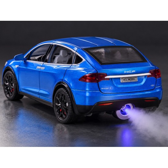 JOKO RC Kovové Auto Tesla X s Dymom, Led svetlo, na diaľkové ovládanie, otváracie dvere, modré