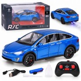 JOKO RC Kovové Auto Tesla X s Dymom, Led svetlo, na diaľkové ovládanie, otváracie dvere, modré