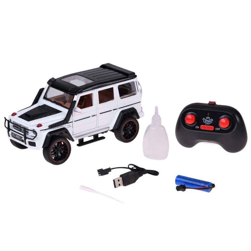 JOKO RC Kovové Auto Mercedes Brabus G800 G Class s Dymom na diaľkové ovládanie, Led svetlo, otváracie dvere, biele