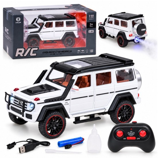 JOKO RC Kovové Auto Mercedes Brabus G800 G Class s Dymom na diaľkové ovládanie, Led svetlo, otváracie dvere, biele