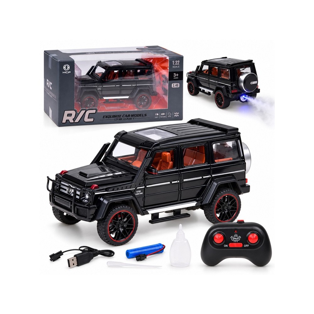 JOKO RC Kovové Auto Mercedes Brabus G800 G Class s Dymom na diaľkové ovládanie, Led svetlo, otváracie dvere, čierne