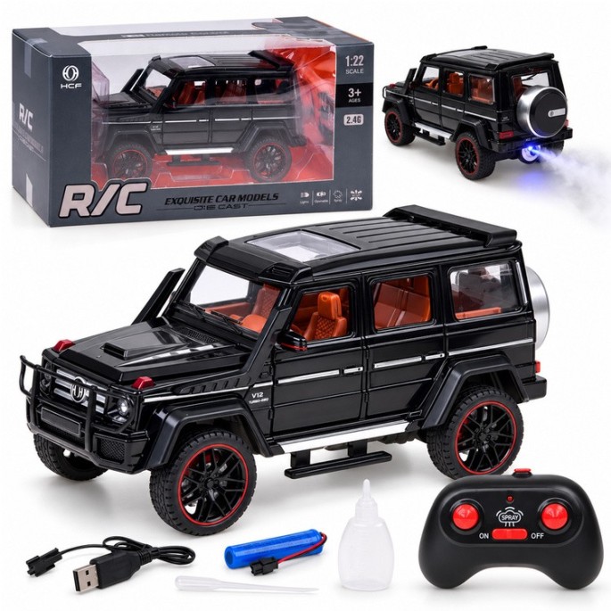 JOKO RC Kovové Auto Mercedes Brabus G800 G Class s Dymom na diaľkové ovládanie, Led svetlo, otváracie dvere, čierne