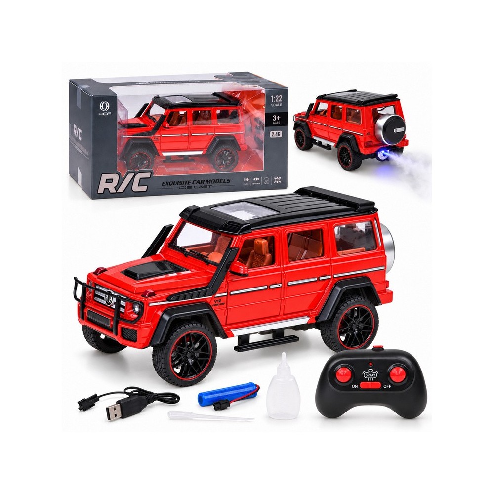 JOKO RC Kovové Auto Mercedes Brabus G800 G Class s Dymom na diaľkové ovládanie, Led svetlo, otváracie dvere, červené