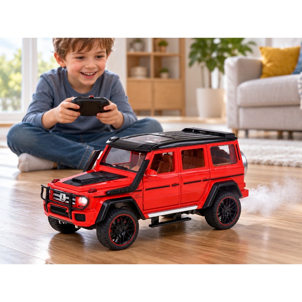 JOKO RC Kovové Auto Mercedes Brabus G800 G Class s Dymom na diaľkové ovládanie, Led svetlo, otváracie dvere, červené