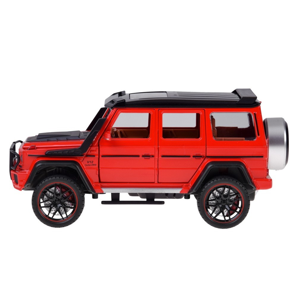 JOKO RC Kovové Auto Mercedes Brabus G800 G Class s Dymom na diaľkové ovládanie, Led svetlo, otváracie dvere, červené