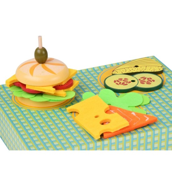 JOKO Drevená 3D sada Urob si Sám Hamburger, Sendvič 27ks